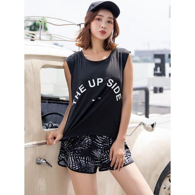 Sporta veste Sieviešu ārējais apģērbs Gars, brīvs, plāns bez piedurknēm burts Ātri žūstošs apģērbs Elpojoša fitnesa blūze Vasaras jogas topi