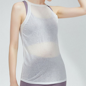 Γυναικείο φανελάκι Άνοιξη Καλοκαίρι Ευρωπαϊκή Αμερικάνικη μπλούζα γιόγκα Χαλαρή αμάνικη μπλούζα Αδυνατίσματος Γρήγορη στέγνωμα Ρούχα γυμναστικής Αθλητικό γιλέκο