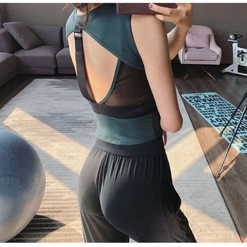 Γυναικείο γιλέκο μπλουζάκι Yoga που στεγνώνει γρήγορα Ρούχα γυμναστικής για τρέξιμο που απορροφούν τον ιδρώτα αναπνέον μαξιλαράκι στήθους Αποσπώμενο αθλητικό τοπ
