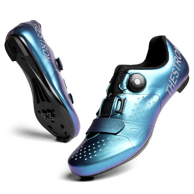 Vīriešu elpojošie skavas riteņbraukšanas apavi Profesionālie triatlona šosejas velosipēdistu apavi velobraukšanas kedas gumijas zoles apavi