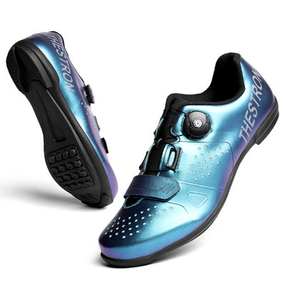 Vīriešu elpojošie skavas riteņbraukšanas apavi Profesionālie triatlona šosejas velosipēdistu apavi velobraukšanas kedas gumijas zoles apavi