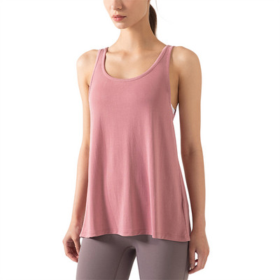 Vasaras jauna jogas skriešanas veste bez piedurknēm Plānas elpojošas fitnesa sporta topi Modes vienkrāsainas mugurpuses, sadalītas mezglotas vestes