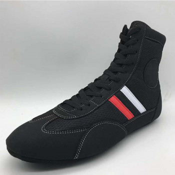Вътрешни обувки за борба с меко дъно Професионални боксови бойни кожени маратонки Спортни ботуши за тренировъчен мач Плюс размер 30-46