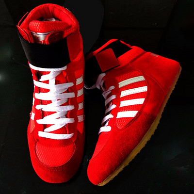 Unisex autentiski cīkstēšanās apavi Govs muskuļu ārējās zoles treniņu apavi Viegli šņorzābaki kedas Neslīdoši boksa apavi