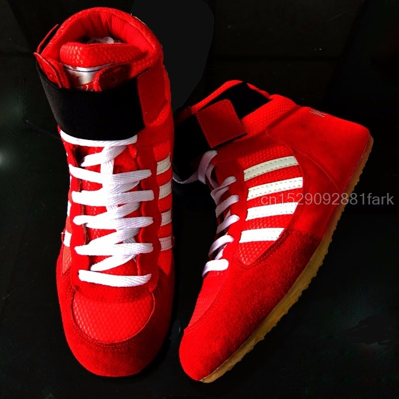 Unisex autentiski cīkstēšanās apavi Govs muskuļu ārējās zoles treniņu apavi Viegli šņorzābaki kedas Neslīdoši boksa apavi