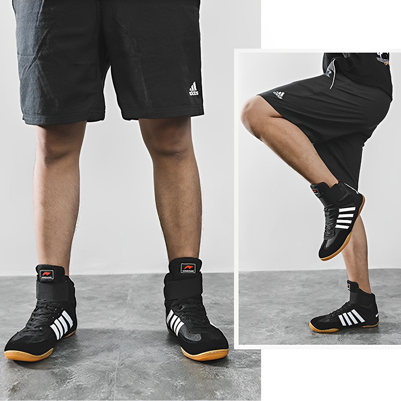 Vyriški moteriški vaikiški bokso batai, aukšta viršūnė, kovos treniruotės, imtynių batai, ilgaauliai boksas, pralaidus guminis padas