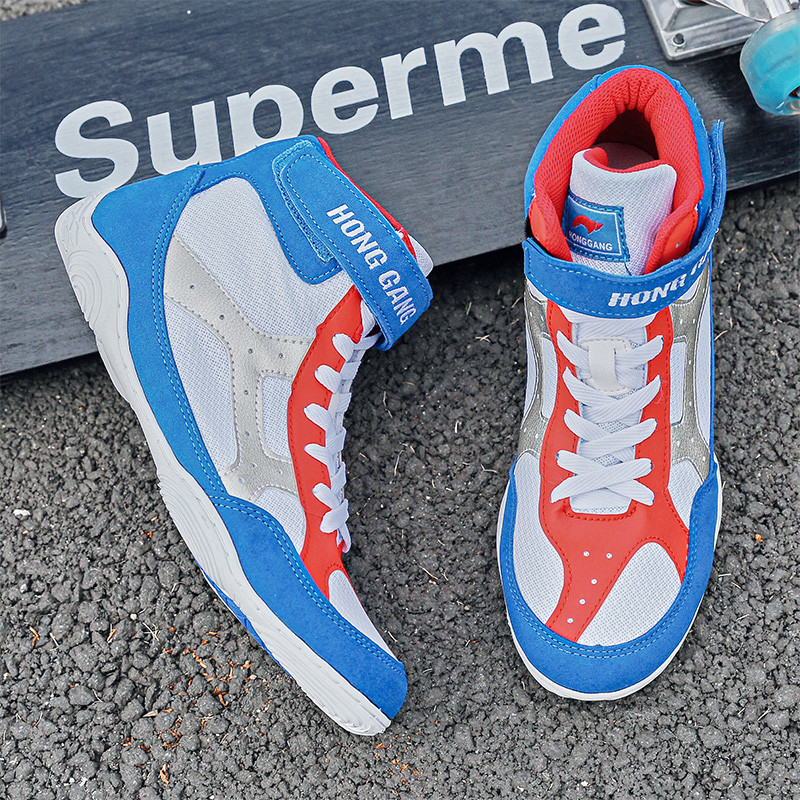 Birkózócipők férfiaknak edzőcipők tehénizom külső talp Fűzős csizmák tornacipők professzionális bokszcipők