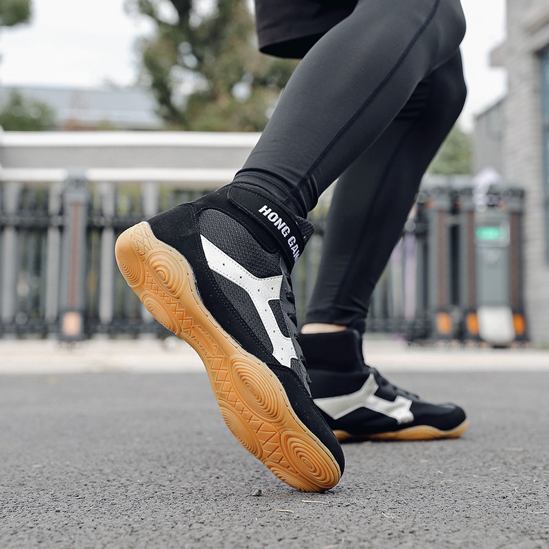 Birkózócipők férfiaknak edzőcipők tehénizom külső talp Fűzős csizmák tornacipők professzionális bokszcipők