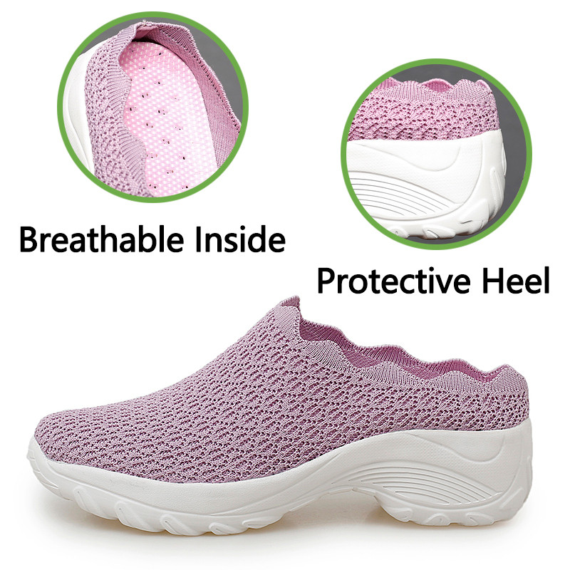 Moteriški teniso vaikščiojimo sportiniai bateliai, kuriuos lengva avėti laisvalaikio šlepetės, užsimaunamos kojinės, avalynė, moteriška, lauke, stora apačia, sportbačiai