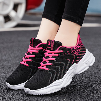 Дамски обувки за тенис Ултралеки дишащи маратонки от тъкана въздушна мрежа Плюшен размер Леки маратонки за джогинг Ежедневни спортни обувки