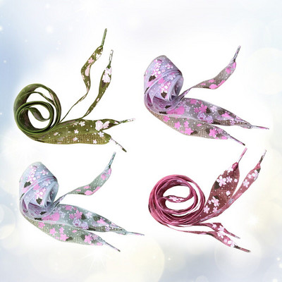 4 pāri sporta apavu auklu apdruka apavu šņores platas elastīgas caurspīdīgas kaklasaites apavi