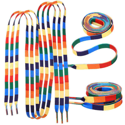 3 pāri šņores apavi Izejmateriāli Varavīksnes raksta kurpju šņores Trippy Decor Virves apavu šņores Sporta aksesuāri Garu apdruka