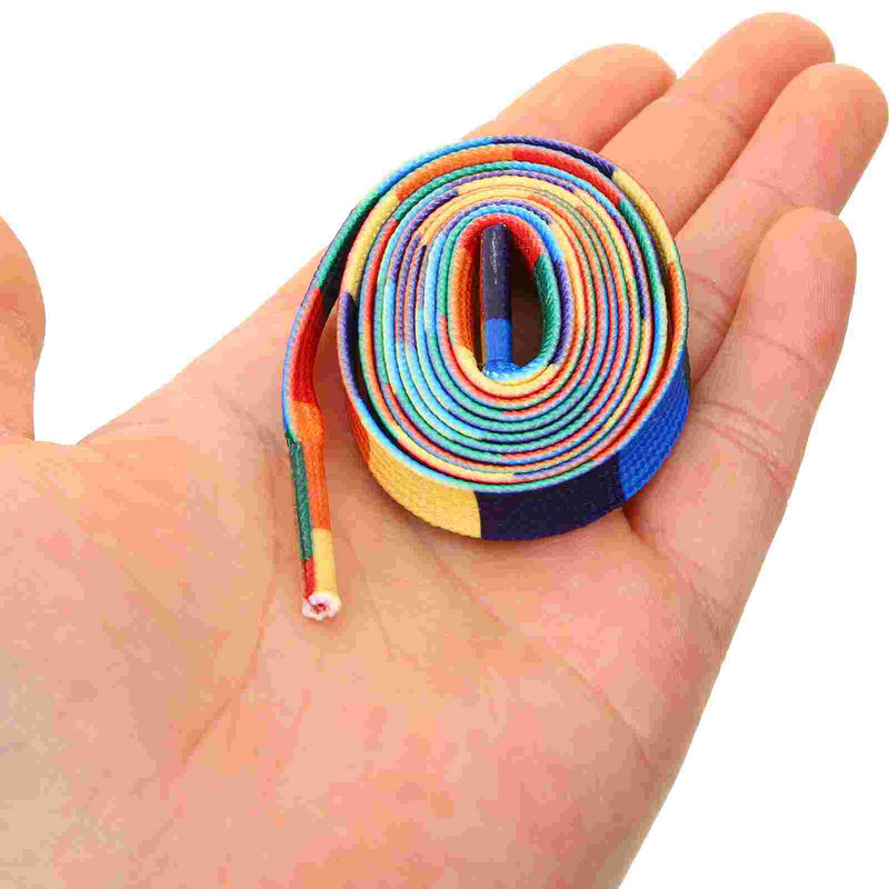 3 pāri šņores apavi Izejmateriāli Varavīksnes raksta kurpju šņores Trippy Decor Virves apavu šņores Sporta aksesuāri Garu apdruka