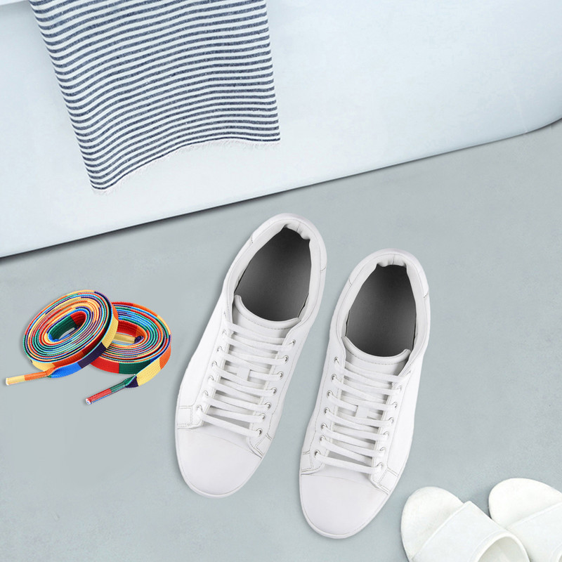 3 pāri šņores apavi Izejmateriāli Varavīksnes raksta kurpju šņores Trippy Decor Virves apavu šņores Sporta aksesuāri Garu apdruka