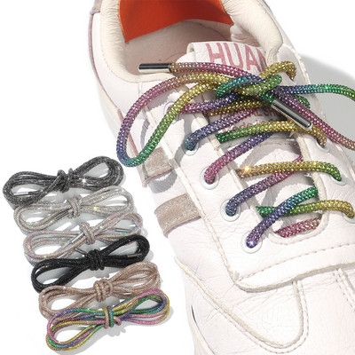 Luxury Rhinestone Shoelaces Rainbow Diamond Shoe laces Sneakers Laces Shoes Round Shoelace 100/120/140/160CM 1Pc DIY Strings