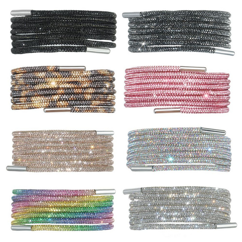 Luksuslikud kivikivist kingapaelad vikerkaare teemant kingapaelad tossud paelad kingad ümmargused kingapaelad 100/120/140/160cm 1tk DIY stringid