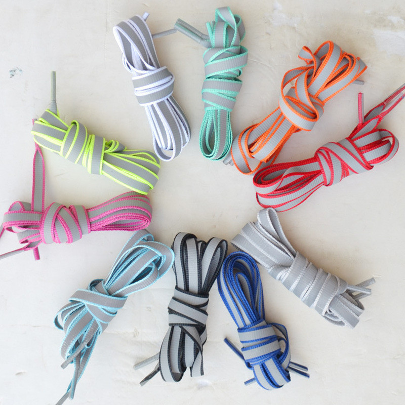 120 CM Gaismas atstarojošas kurpju šņores Modes kedas Apavu auklas nakts skrējienam Riteņbraukšanas sporta apavi Aksesuāri Drošības kvēlojoši