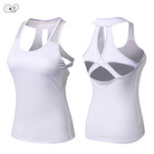 „Compression Racerback“ treniruotės, bėgimo ant viršaus moterys, 2019 m. „Quick Dry Cross Back“ be rankovių jogos marškinėliai „Gym Fitness“ sportinės aprangos liemenė