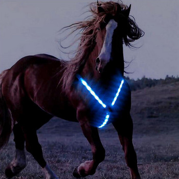 Ρυθμιζόμενο κολάρο LED Horse Breastplate High Visible Outdoor Harness Blue