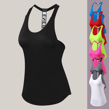 Hot Girls Skinny Sportswear Compression Fitness Tights Gym Yoga Shirt Run Sports Vest Women Bodybuilding Crop Tank Горнища без гръб