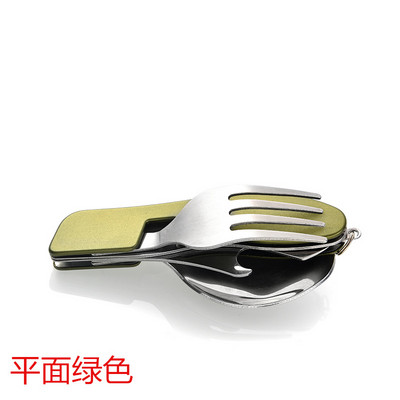 4 vienā daudzfunkcionāli āra galda trauki nerūsējošā tērauda saliekamā dakša karote nazis pikniks kempings pārgājieni ceļojumu trauki