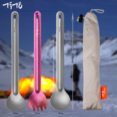 TiTo Titanium Spork Spoon Long Handle Outdor σερβίτσιο κάμπινγκ Φορητό Υπερελαφρύ μαγείρεμα Περιβαλλοντικά Αξεσουάρ για πικνίκ