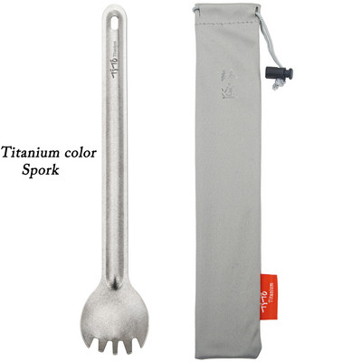 TiTo titánová lyžica na špízy s dlhou rukoväťou, vonkajší kempingový riad, prenosný ultraľahký, varenie, environmentálne piknikové príslušenstvo.