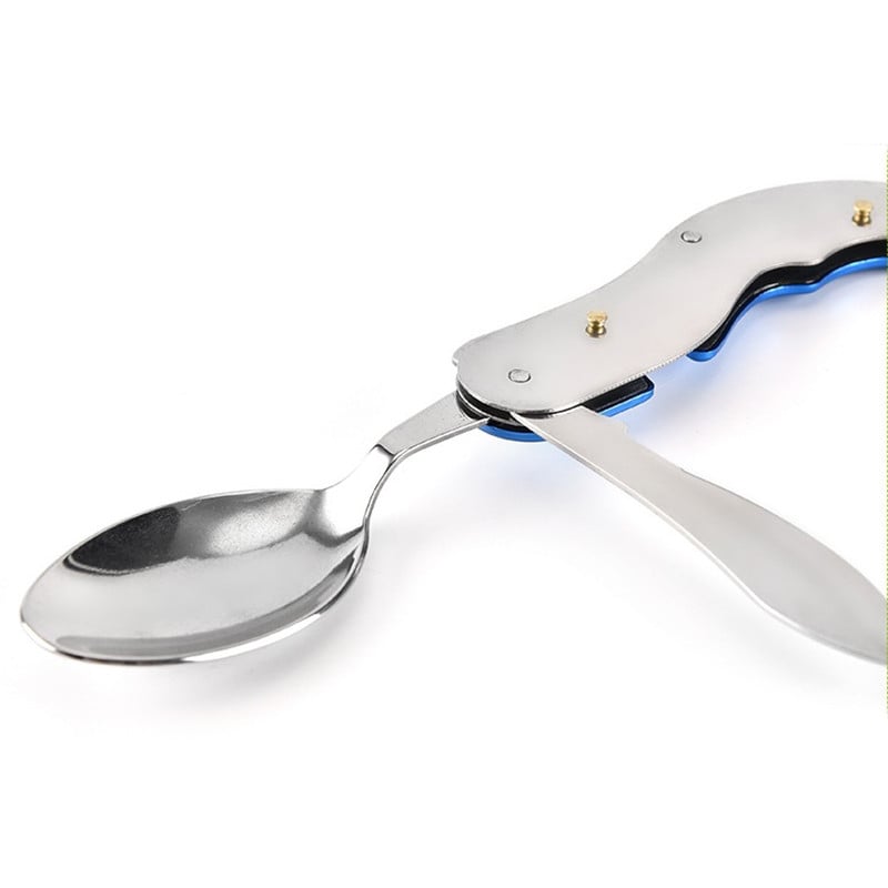 4-ühes välilauanõude komplekt Telkimistarbed Roostevabast terasest lusikas Kokkupandavad taskukomplektid Kodus Piknikule Matkamiseks Reisiriistad