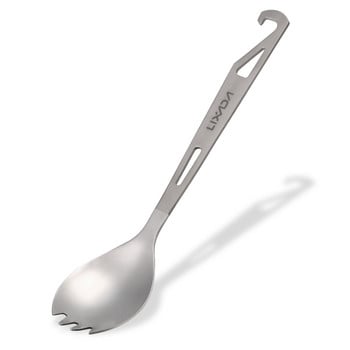 Lixada 2 σε 1 υπαίθριο Titanium Spoon Camping Επιτραπέζιο σκεύος ανοιχτήρι μπουκαλιών Δείπνο πικ-νικ Titanium Spork Fork for Travel Backpacking