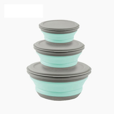 3 db/Szett Összehajtható szilikon étkészlet Hordozható ételtartó salátatál Kemping Utazási Szabadtéri Ételtál kempingezéshez