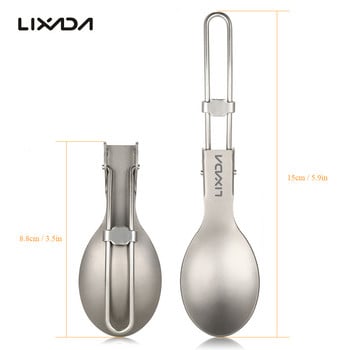 Lixada Camping Πτυσσόμενο Κουτάλι Titanium Spork Camping Επιτραπέζια σκεύη για πικ-νικ Κουτάλι για υπαίθριο ελαφρύ επιτραπέζιο σκεύος Πεζοπορία Κάμπινγκ 캠핑