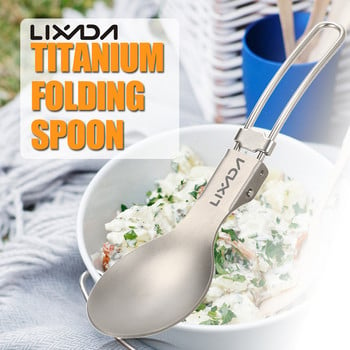 Πτυσσόμενο κουτάλι Lixada Titanium Spork Outdoor σερβίτσιο Μαγειρικά σκεύη υπαίθριου κάμπινγκ Ελαφριά διπλωμένα μαχαιροπήρουνα για πικνίκ κατασκήνωσης