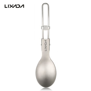 Πτυσσόμενο κουτάλι Lixada Titanium Spork Outdoor σερβίτσιο Μαγειρικά σκεύη υπαίθριου κάμπινγκ Ελαφριά διπλωμένα μαχαιροπήρουνα για πικνίκ κατασκήνωσης