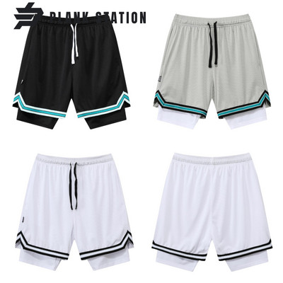 Pantaloni scurți de gimnastică bărbați plasă 2 straturi 2023 vara alergare baschet pantaloni sport antrenament homme îmbrăcăminte sport respirabilă