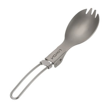 Lixada Titanium Folding Spork Camping Spoon Lightweight Outdoor Dinner Spork Flatware for Travel Camping Backpacking