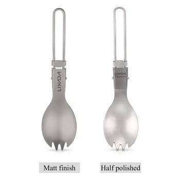 Lixada Titanium Folding Spork Camping Spoon Ελαφρύ Εξωτερικό Δείπνο Spork Flatware για ταξιδιωτικό κάμπινγκ Σακίδιο πλάτης