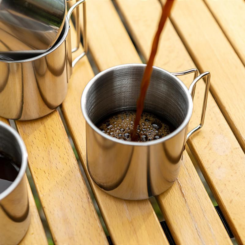 500 ml-es rozsdamentes acél kemping csésze bögre Camping túrázás hordozható tea kávé sörös csésze szabadtéri kemping utazási vizes csésze étkészlet