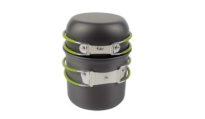 Itin lengvas stovyklavimo virtuvės reikmenų rinkinys Lauke, turistiniai žygiai, piknikas, maisto gaminimas, kelionės stalo reikmenys, puodas, šaukštas, šakutė, peilis