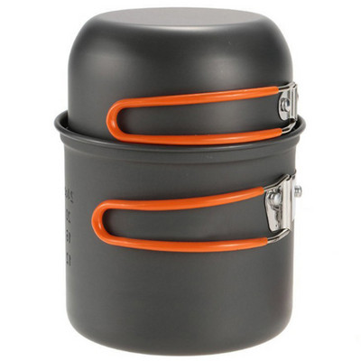 Itin lengvas stovyklavimo virtuvės reikmenų rinkinys Lauke, turistiniai žygiai, piknikas, maisto gaminimas, kelionės stalo reikmenys, puodas, šaukštas, šakutė, peilis