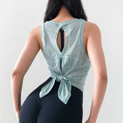 Mermaid Curve Summer Νέο ριγέ αθλητικό τανκ Γυναικείο γιλέκο γρήγορου στεγνώματος Δέστε το ή αφήστε το χαλαρό Γυμναστήριο Fitness Tank Yoga Top