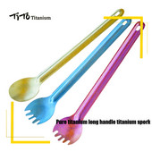 TiTo Titanium Spork Longhandle Πιρούνι κουταλιού εξωτερικού χώρου Portabale Flatware Πιρούνι για κάμπινγκ αθλητικό κουτάλι από τιτάνιο
