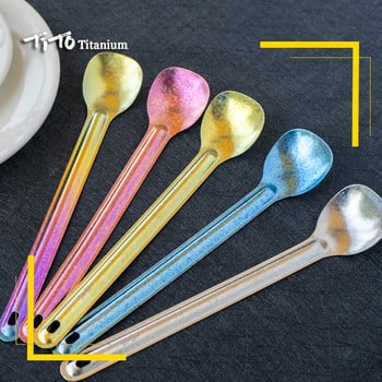 TiTo Titanium Spork Longhandle Πιρούνι κουταλιού εξωτερικού χώρου Portabale Flatware Πιρούνι για κάμπινγκ αθλητικό κουτάλι από τιτάνιο