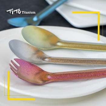 TiTo Titanium Spork Longhandle Πιρούνι κουταλιού εξωτερικού χώρου Portabale Flatware Πιρούνι για κάμπινγκ αθλητικό κουτάλι από τιτάνιο