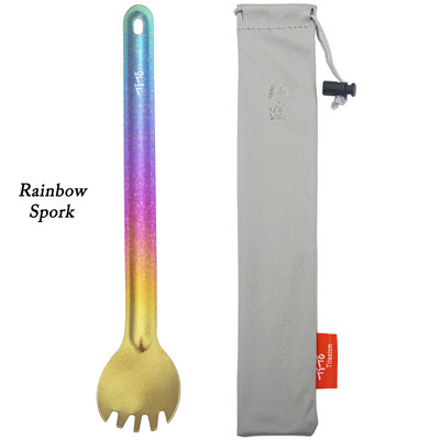 TiTo Titanium Spork Longhandle Πιρούνι κουταλιού εξωτερικού χώρου Portabale Flatware Πιρούνι για κάμπινγκ αθλητικό κουτάλι από τιτάνιο