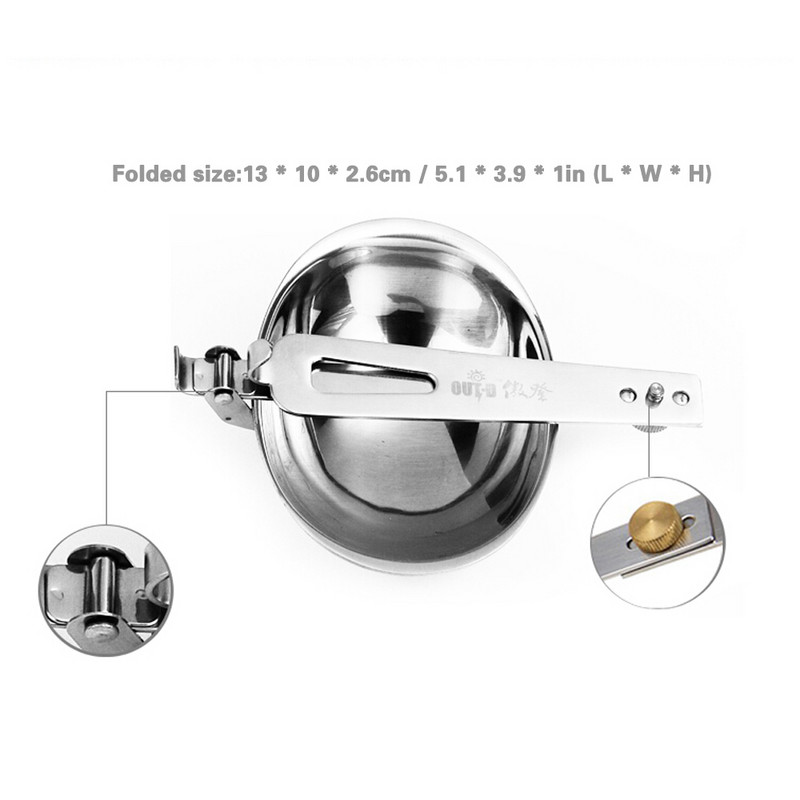 Āra kempinga trauki Salokāmi karotes zupas kauss Nerūsējošais tērauds Nodilumizturīgs pārnēsājams gatavošanas karotes trauks Karotes rīks