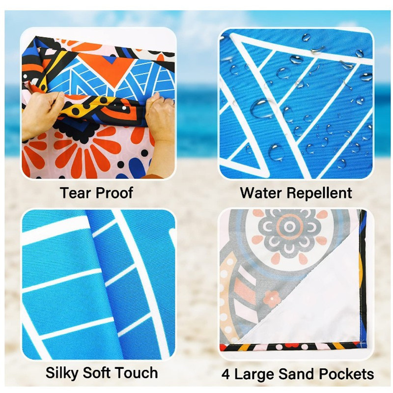 1,4x2m veekindel taskuga rannatekk kokkupandav matkamatt madrats kaasaskantav kerge matt välipiknikumatt liivarannamatt