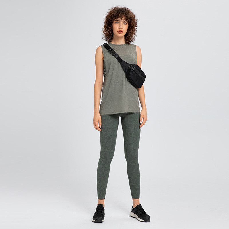 „Mermaid Curve“, 2022 m. pavasario vasara, nauja sportinė laisva žakardo sportinė liemenė, moteriška vienspalvė „O kaklo“ joga „Fitness“ greitai džiūstantys viršutiniai marškinėliai