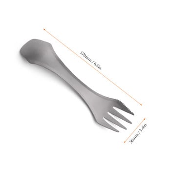 2-В-1 Spork Титаниева лъжица Вилица Пикник Пътуване Къмпинг Посуда Съдове за готвене Spork Свръхлека детска екипировка за пикник Туризъм