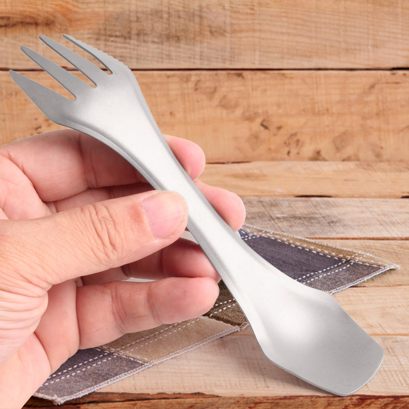 2-ΣΕ-1 Spork Titanium Spoon Piknic Ταξιδιωτικό Κάμπινγκ Επιτραπέζια σκεύη Σπόρκ Υπερελαφρύ Παιδικό Πικ-νικ Εξοπλισμός Πεζοπορίας