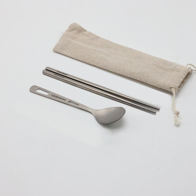 Gryno titano stalo reikmenys Peilis Šakutė Šaukštas Valgomieji lazdelės Šeimos stovyklavimo stalo įrankių rinkinys Lauke Nešiojami lengvi stalo įrankiai piknikui